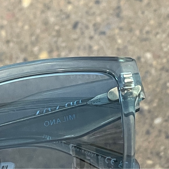 Prada Sunglasses SPR24Z 15I-02F Transparent Blue Square Frames with Blue Lenses - Picture 13 of 13